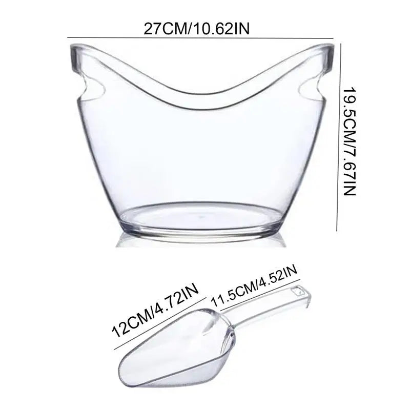Clear Ice Bucket Beverage Tub with 2 Scoops Handle Cooling Large Ice Bucket for Wine Champagne Bar Supplies for Family reunion Machine à Glaçons®
