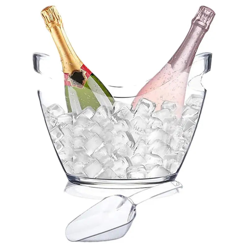 Clear Ice Bucket Beverage Tub with 2 Scoops Handle Cooling Large Ice Bucket for Wine Champagne Bar Supplies for Family reunion Machine à Glaçons®