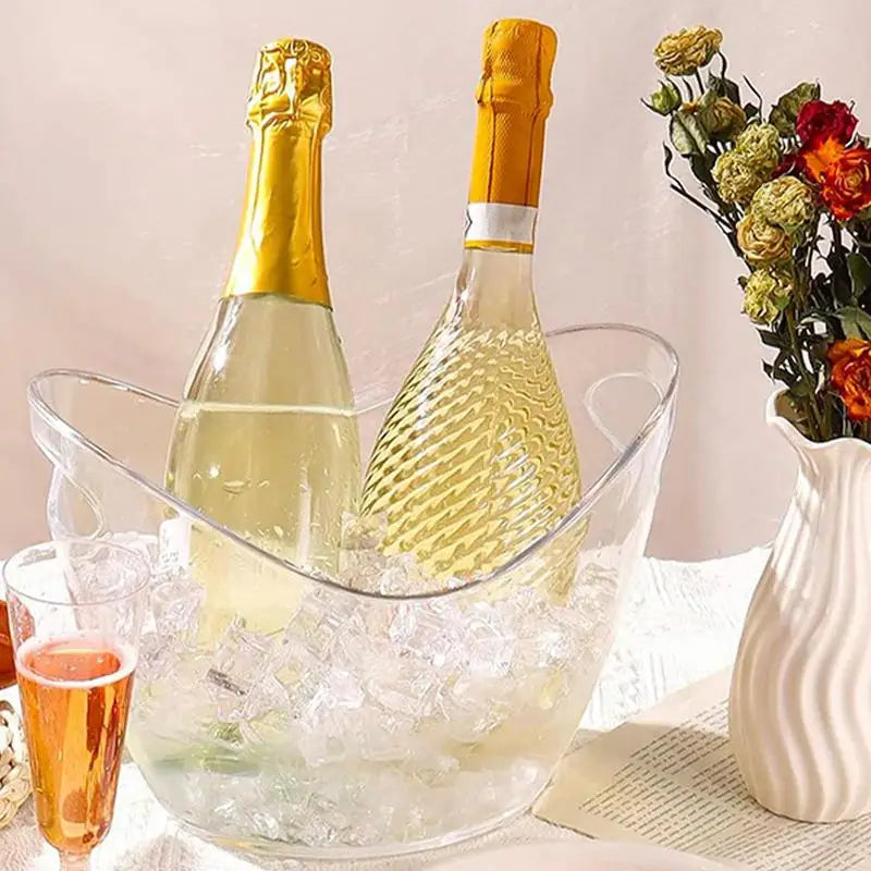 Clear Ice Bucket Beverage Tub with 2 Scoops Handle Cooling Large Ice Bucket for Wine Champagne Bar Supplies for Family reunion Machine à Glaçons®