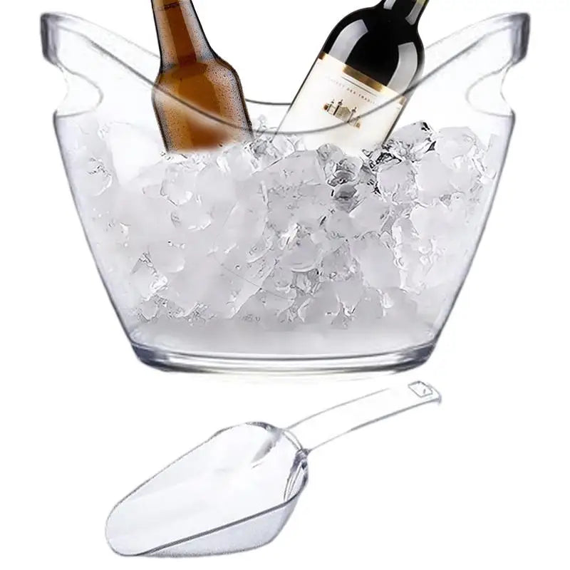 Clear Ice Bucket Beverage Tub with 2 Scoops Handle Cooling Large Ice Bucket for Wine Champagne Bar Supplies for Family reunion Machine à Glaçons®