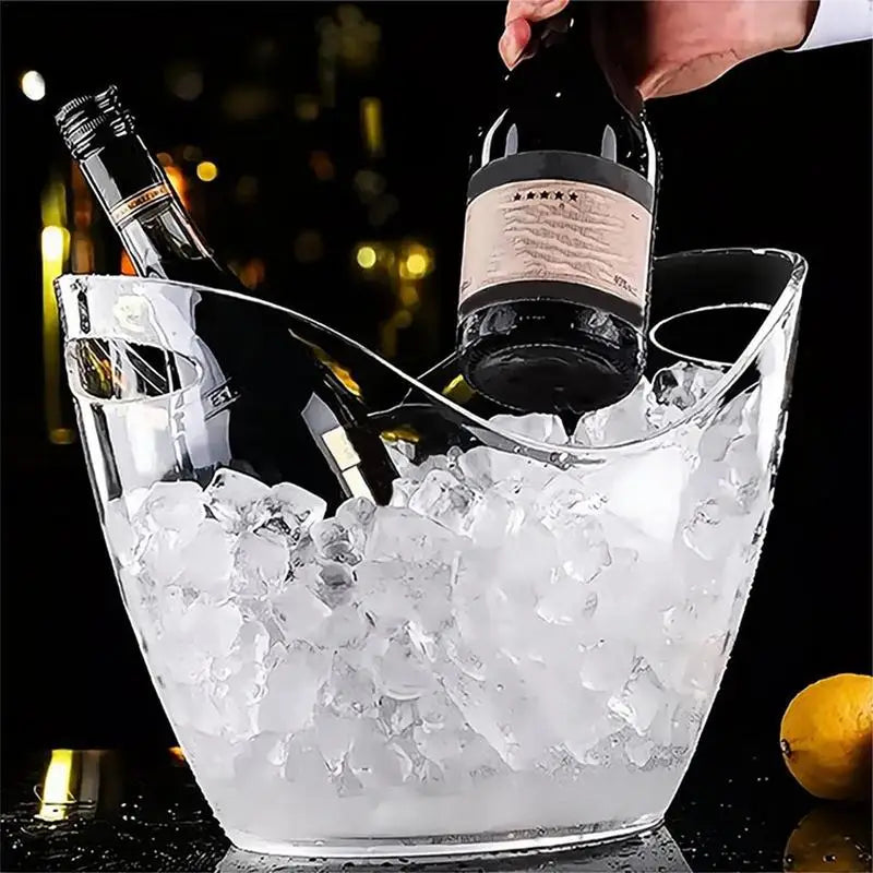 Clear Ice Bucket Beverage Tub with 2 Scoops Handle Cooling Large Ice Bucket for Wine Champagne Bar Supplies for Family reunion Machine à Glaçons®